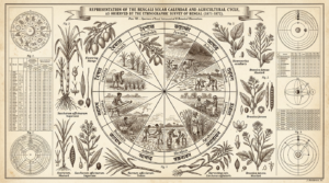 Gravure ethnographique victorienne, Pohela Boishakh — calendrier bengali solaire, cycle agricole, Thadeus' Worlds