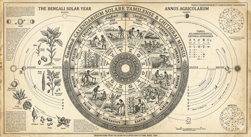 Illustration naturaliste victorienne, Puthandu — premier de l'an tamoul, calendrier, Thadeus' Worlds
