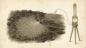 Réseau mycélien souterrain — illustration Thadeus' Worlds
